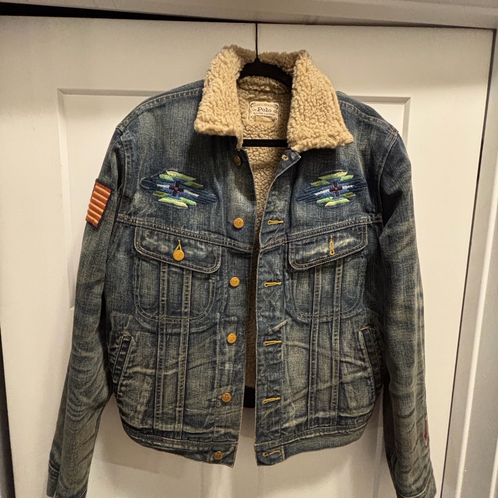 Ralph Lauren Denim Cream Sherpa Jacket